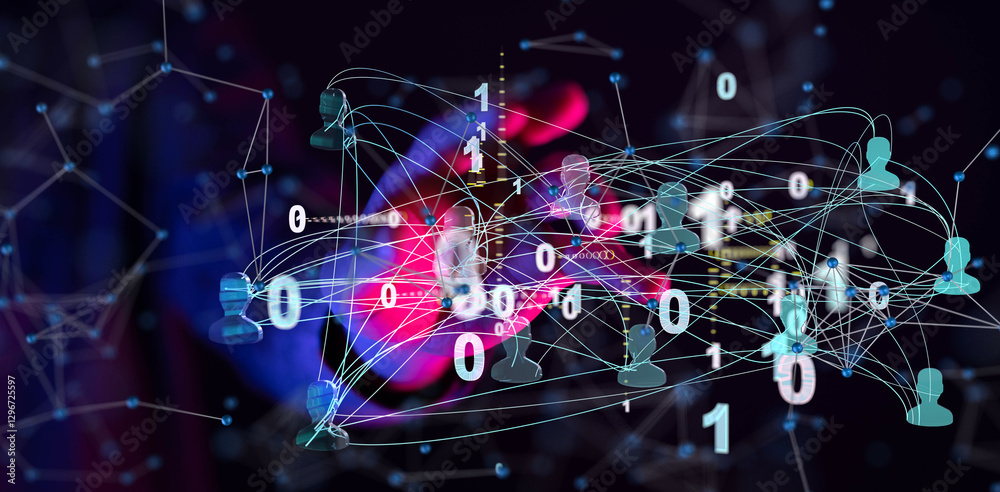 Poster Abstract technology group and data 3d