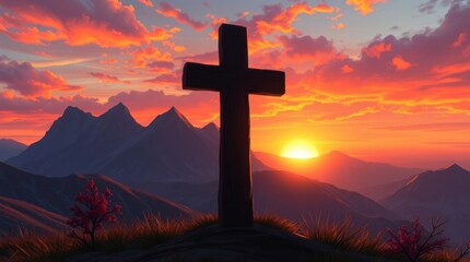 cross in the sunset christ