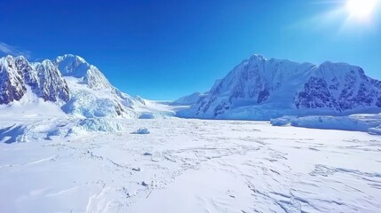 Vibrant Arctic Landscape with Glaciers Under Blue Sky