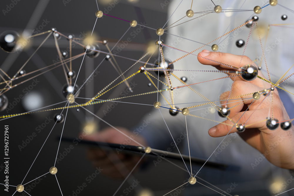 Poster conference digital network and data concept 3d