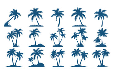 Obraz premium Minimalist Summer Palm Tree Vector Logo Icon in Silhouette Style