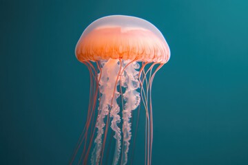 Translucent jellyfish gracefully floating in serene waters, vibr