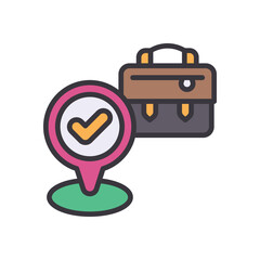 work location filled color icon. Vibrant vector icon for websites, mobile apps, presentations, and logo design. Fully scalable and easy to customize.