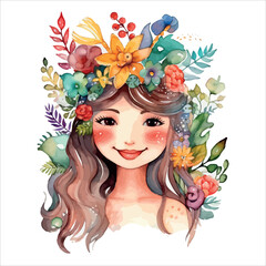 Cute Mermaid Illustration Vector Watercolor Sublimation Clipart