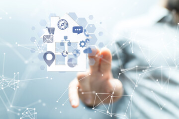 home data. Digital cyberspace with particles and Digital data network connections concept.