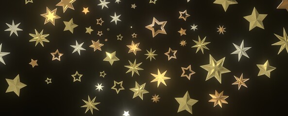XMAS A gray whirlwind of golden snowflakes and stars. New