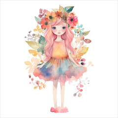 Cute Mermaid Illustration Vector Watercolor Sublimation Clipart