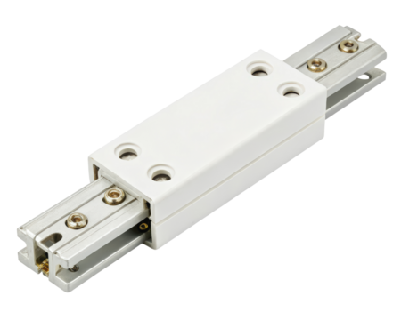 White track lighting connector on a transparent background