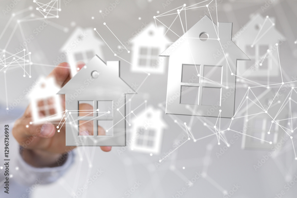 Aufkleber home choice Big data and artificial intelligence concept. Machine learning and cyber mind domination