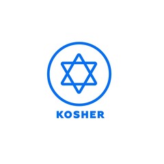 Fototapeta premium Blue circle with star of david showing kosher certification, symbolizing dietary compliance.