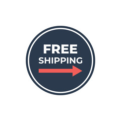 Free Shipping blue badge with arrow seal sticker vector illustration tag design