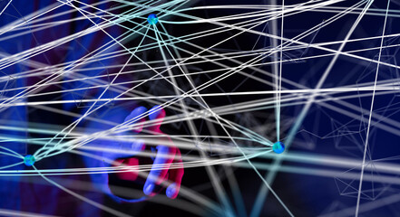 Global network. Blockchain. 3D illustration. Neural networks and artificial intelligence. Abstract ...