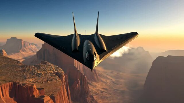 US Stealth bomber flying in air clouds missile aircraft drone 