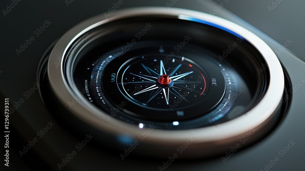 Aufkleber a digital interface displaying a compass locked to the north direction.