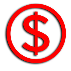 Obraz premium red dollar sign symbol is encircled, representing currency or financial concepts. bold design emphasizes monetary themes, suitable for economic or business related contexts