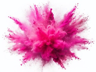 Pink Powder Explosion Silhouette, Isolated White Background Stock Photo