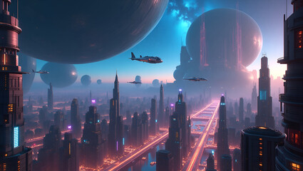 "Neon-Cyber Metropolis Within a Cosmic Asteroid – Futuristic Sci-Fi City in 8K"