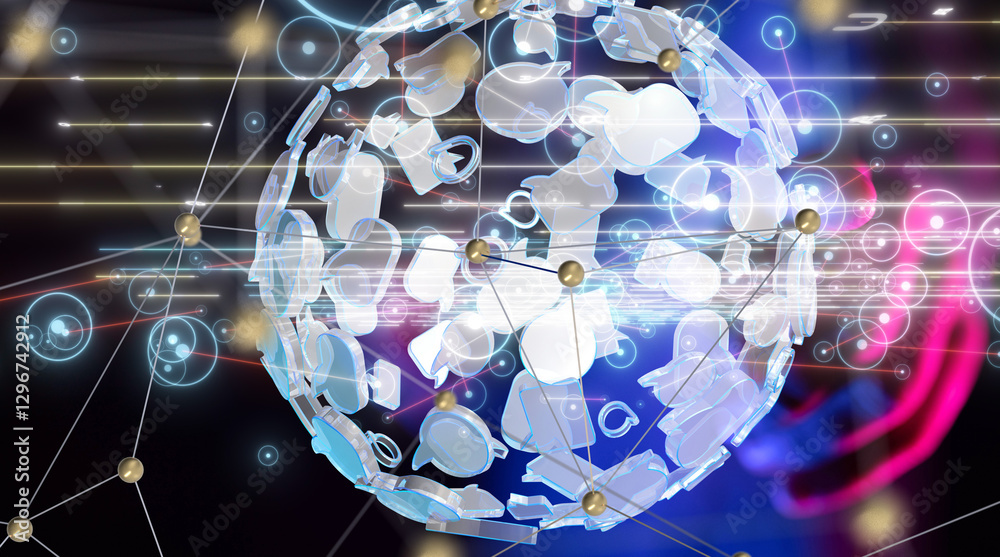 Poster conference digital network and data concept 3d