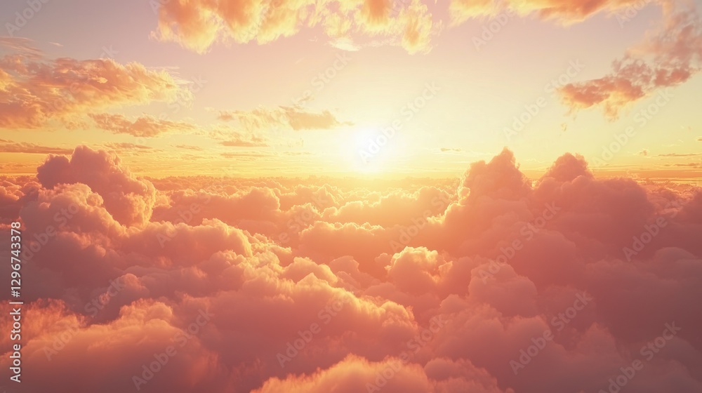 Poster A dramatic sunset gradient with clouds softly blending into layers of warm tones.
