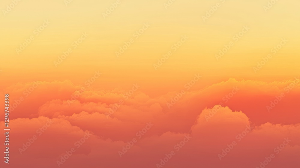 Poster a dramatic sunset gradient with clouds softly blending into layers of warm tones.