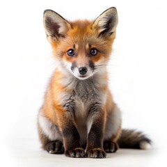 Obraz premium baby fox photo, white background