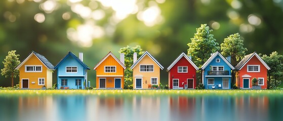 Fototapeta premium Cheerful lineup of miniature homes
