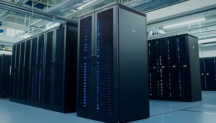 Servers glowing in data center