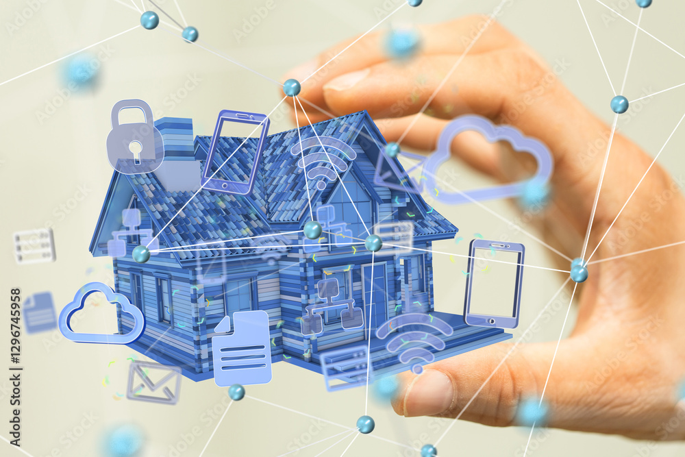 Poster iot home telecommunication network and wireless mobile internet