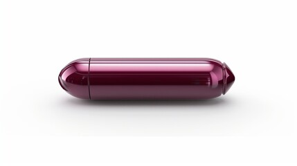 A single burgundy lipstick tube with a metallic sheen, isolated on a clean white background. The ultra-detailed image enhances the elegant design and rich pigment.