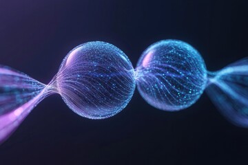 Spheres connected by glowing filaments create an ethereal and dy
