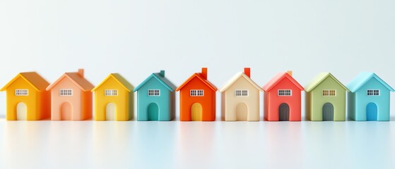 Playful and artistic display of colorful mini houses