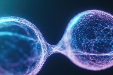 Intertwined energy spheres emit vibrant colors, showcasing dynam