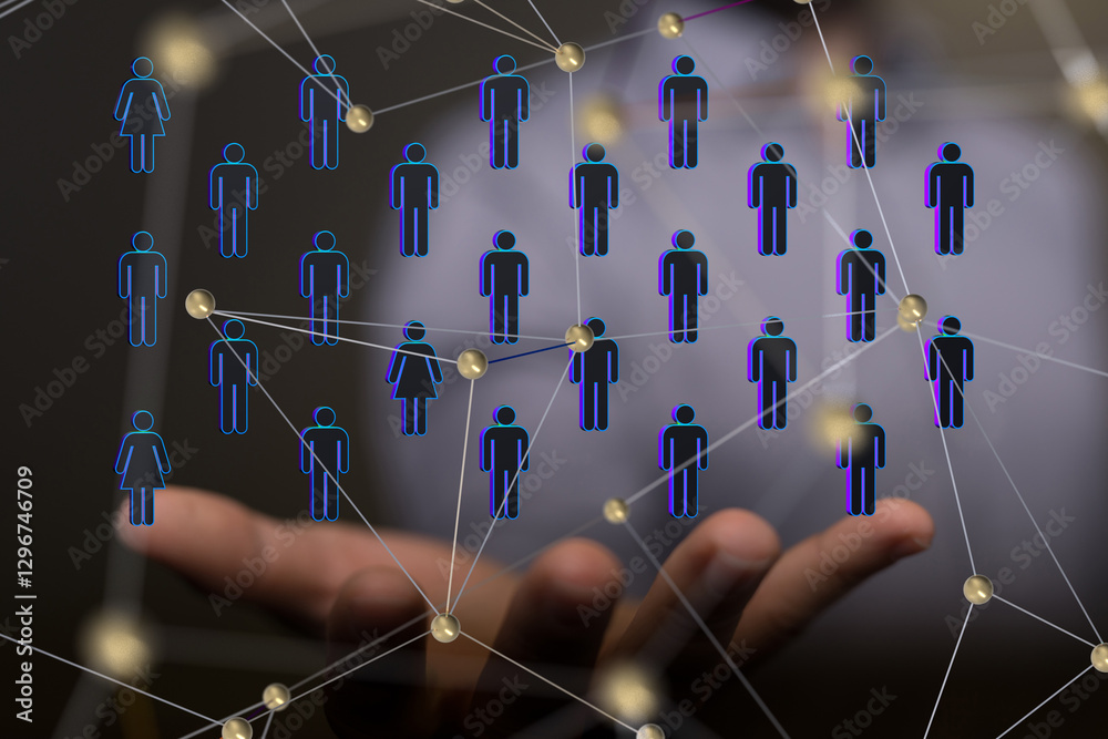 Leinwandbilder Global network. Blockchain. 3D illustration. Neural networks and artificial intelligence. Abstract