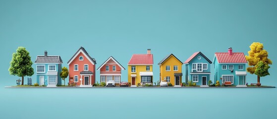 Fototapeta premium Stylized row of miniature houses