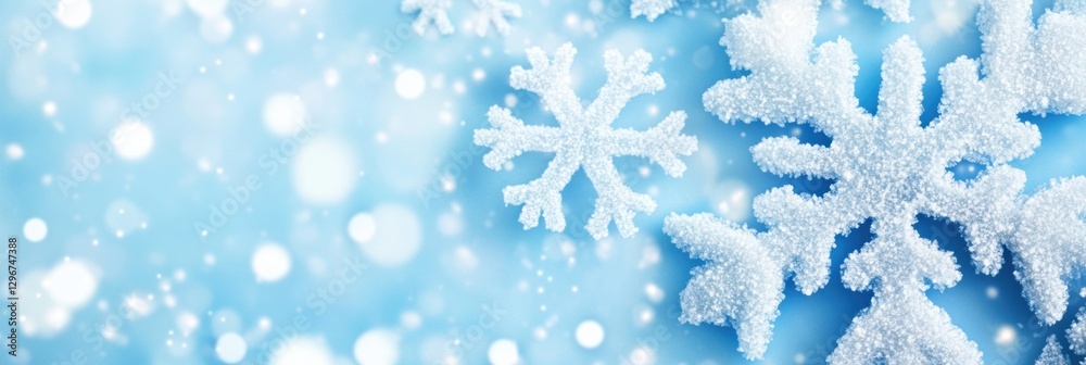 Aufkleber snowflakes glimmering against a soft blue background during a winter day in a peaceful atmosphere. g