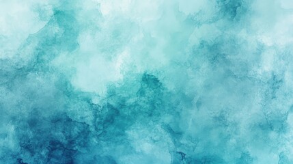 Cool turquoise watercolor abstract background with smooth