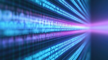 Digital lines radiate outward, merging vibrant hues of blue and