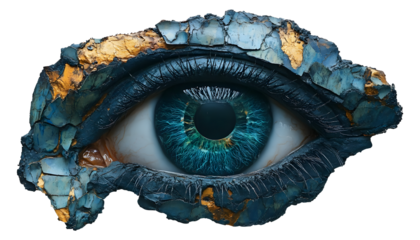 Artistic Eye with Cracked Stone and Gold Texture