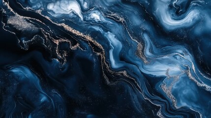 Obraz premium Dark navy blue marble with silver veins,