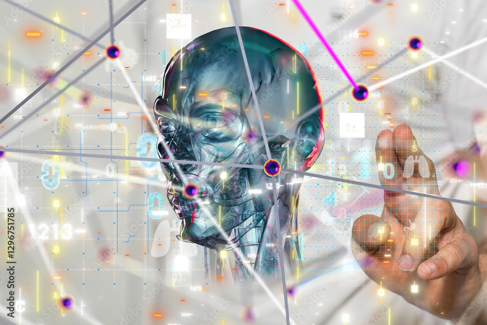 Aufkleber digital medical futuristic interface 3d rendering - 3d