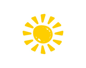 Simple yellow sun icon with round center and radiating rays on a plain background.