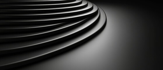 Naklejka premium Elegant Dark Curves Cascading Design in Smooth Gradients of Monochrome Shade and Shadow with High Contrast