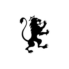 A traditional emblem of a lion in a heraldic style, symbolizing valor, aristocracy, and medieval Scottish heritage, ideal for tattoos and cultural decoration.