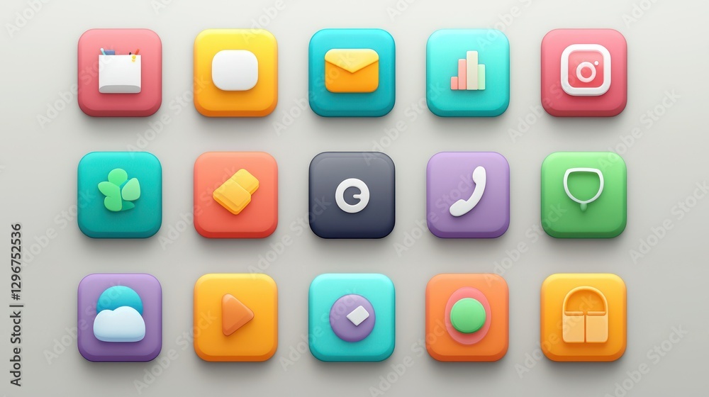 Poster A flat-design icon set with rounded edges, perfect for web and mobile app interfaces.