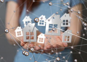 home choice Big data and artificial intelligence concept. Machine learning and cyber mind domination