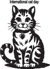 international cat day: cute cat silhouettes and vectors