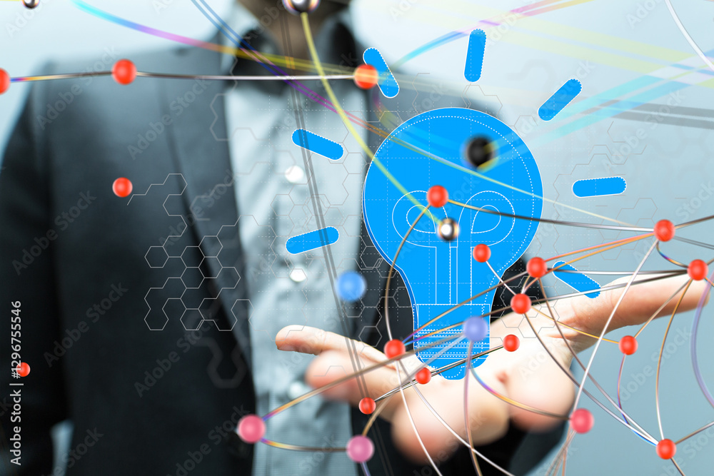 Aufkleber Neural network 3D illustration. Big data and cybersecurity - 3d