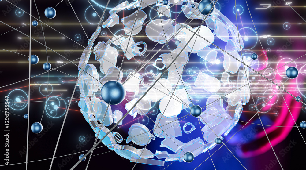 Poster conference digital network and data concept 3d