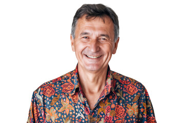 Fototapeta premium Portrait of a smiling senior man isolated on white background