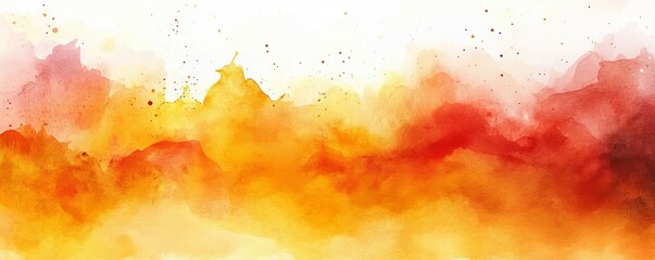 Obraz premium Orange and Red Abstract Watercolor Painting with Warm Colors on White Background Decorative Graphic Resource Art